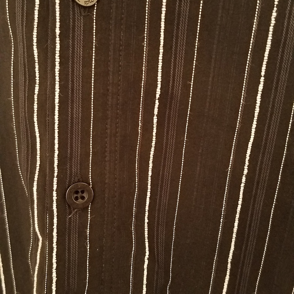 7 Diamonds Black & White Striped Dress Shirt Sz S - Picture 4 of 6